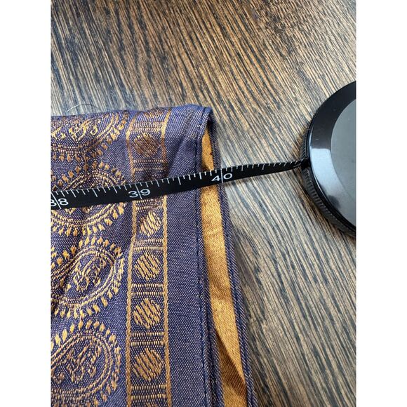 Çisil Istanbul Satin-Silk Bronze/Blue Paisley Scarf Shawl - Picture 4 of 4